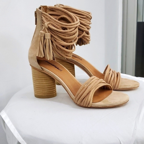 JEFFREY CAMPBELL Pallas Ankle Strap Sandal In Beige Suede 5 - Picture 8 of 11